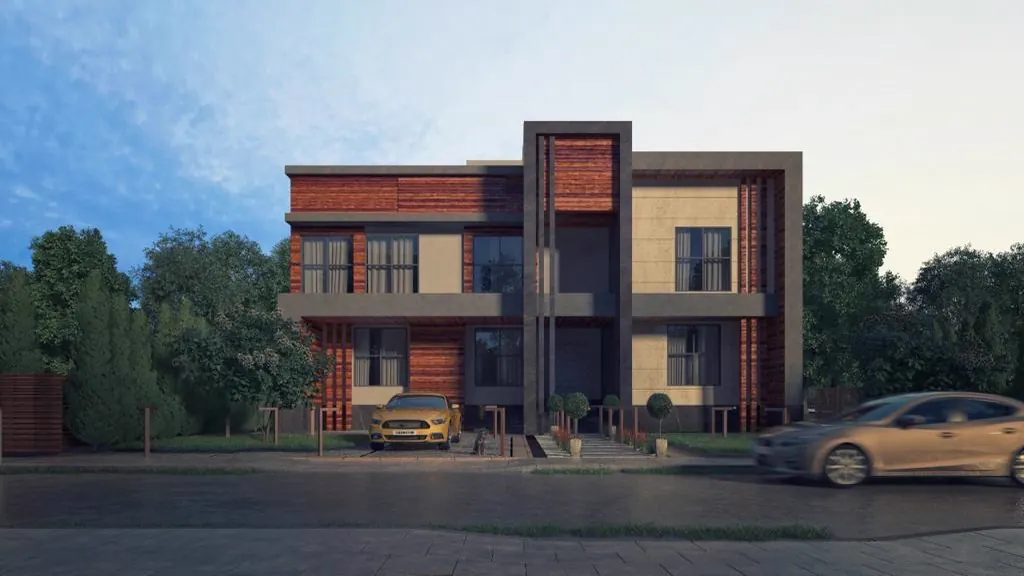 Contemporary villa exterior in daylight